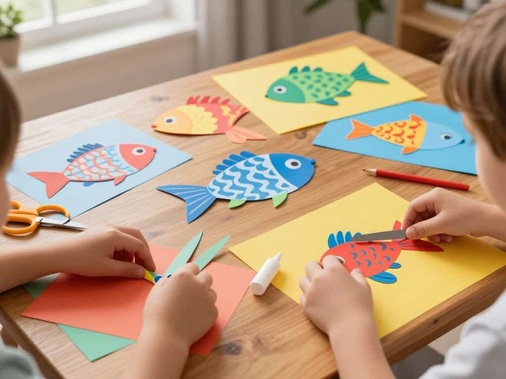 Papierfische basteln Anleitung