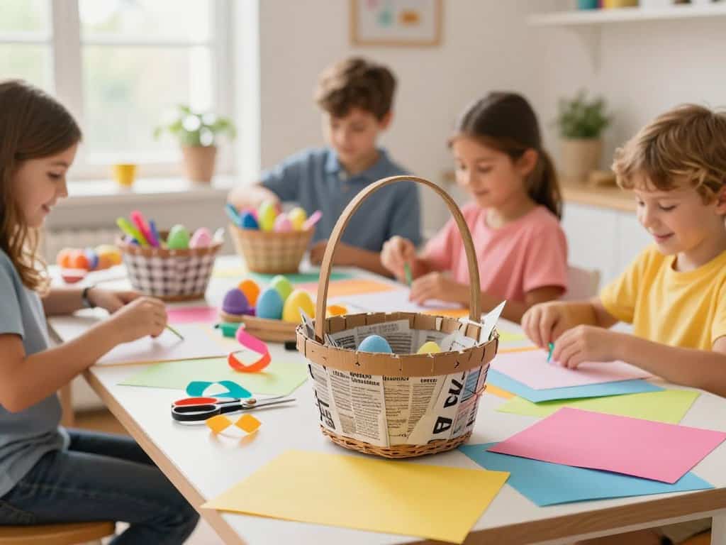 Recycling Basteln Osterkörbchen
