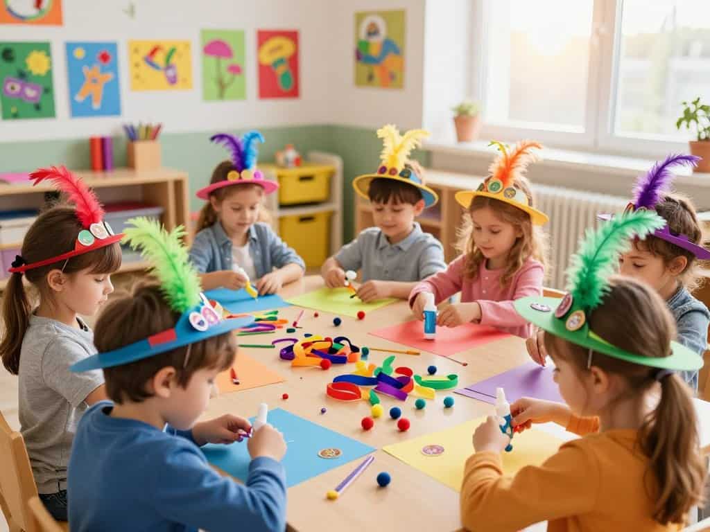 Faschingshüte basteln mit Krippenkindern