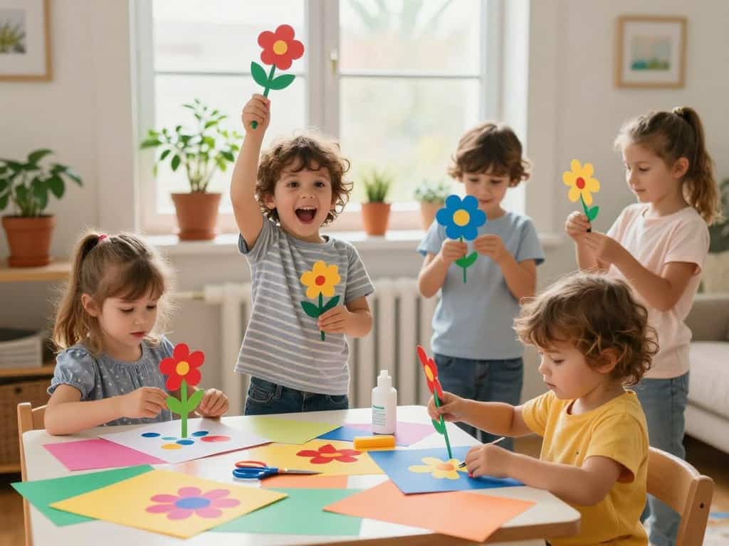Papierblumen basteln mit Kleinkindern