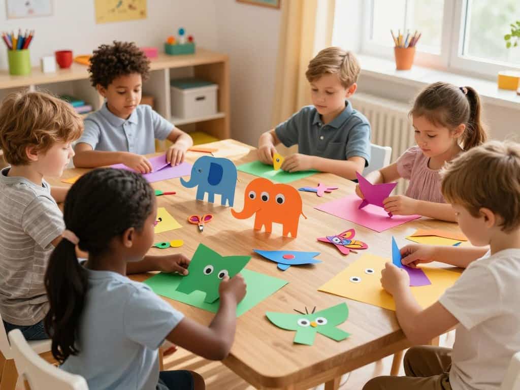 Kinder basteln Papiertiere