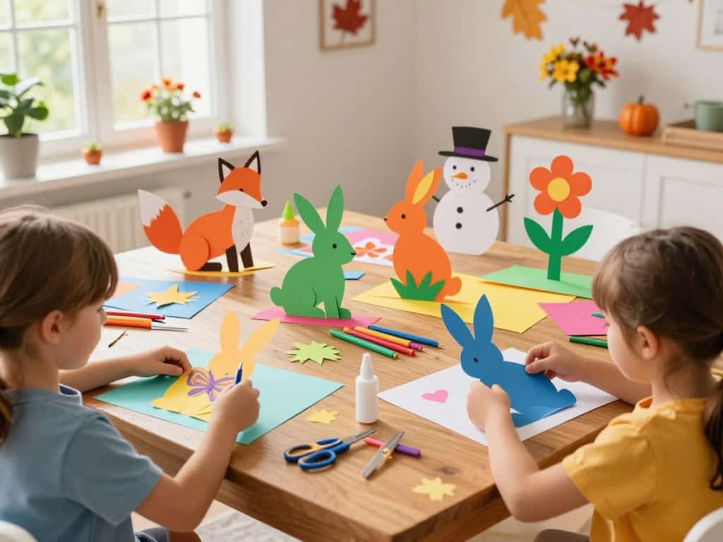 Saisonales Basteln Kinder Papiertiere